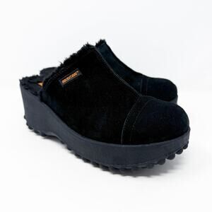 Vintage Y2K Rocket Dog Black Suede Chunky Clogs Women's Size 6.5 EUC